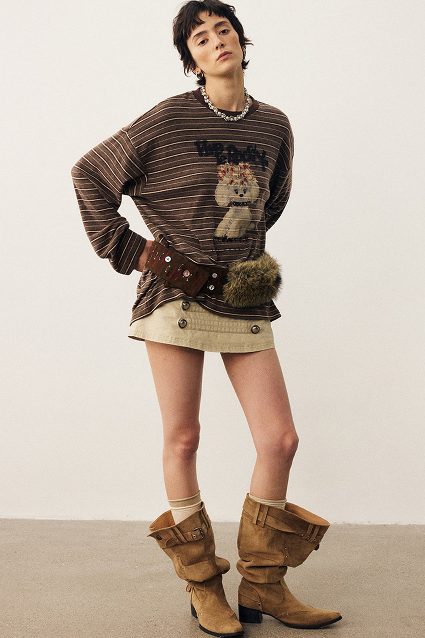 Striped Puppy Color-Blocked Sweater