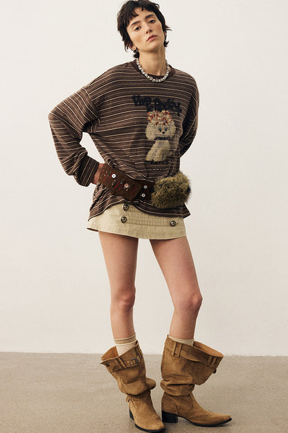 Striped Puppy Color-Blocked Sweater