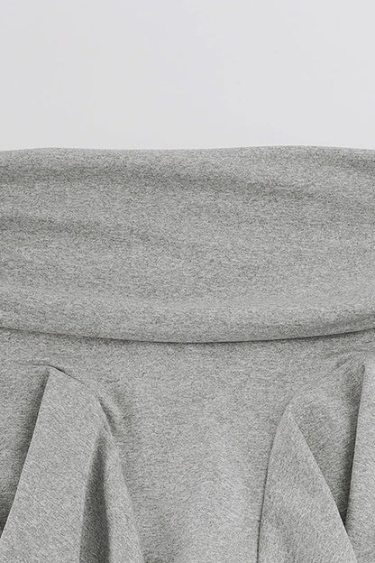 Gray Drawstring Ruffle Hem Skirt