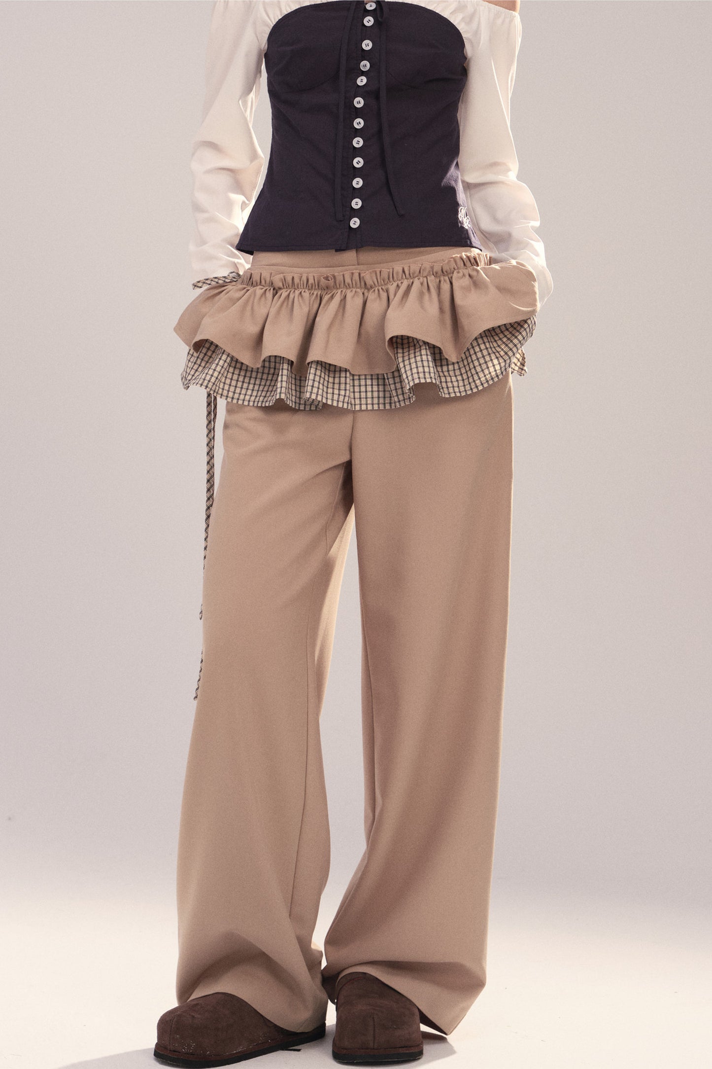 Detachable Plaid Patchwork Pants
