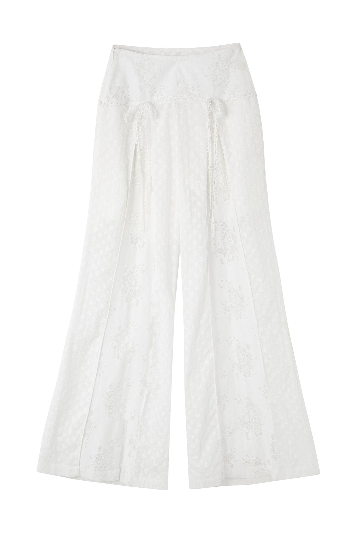 Cotton Floral Lace Wide Leg Pants