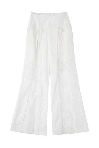 Cotton Floral Lace Wide Leg Pants
