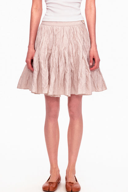 Memory Metallic Wire Crinkled A-Line Skirt