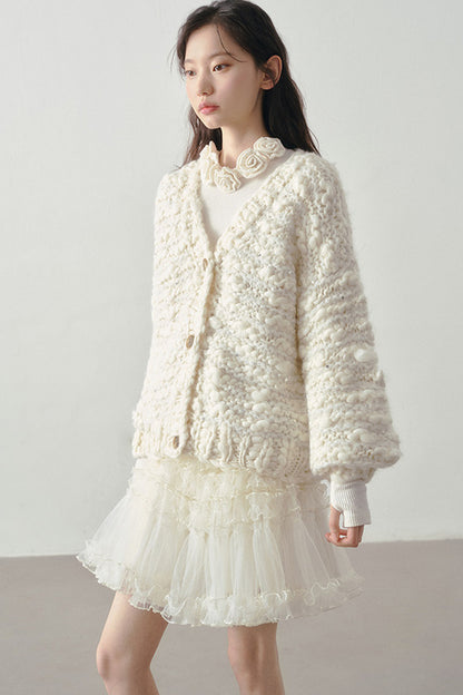 Chunky Knit Beige Cardigan