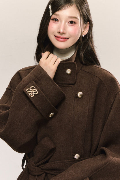 Retro Woolen Stand-Collar Coat