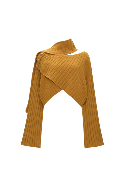 Cross Wide-Neck Knit Sweater