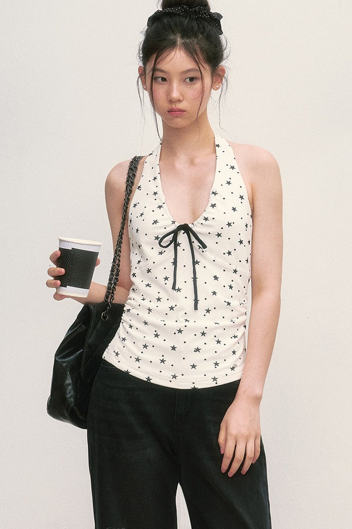 Top halter con estampado de estrellas