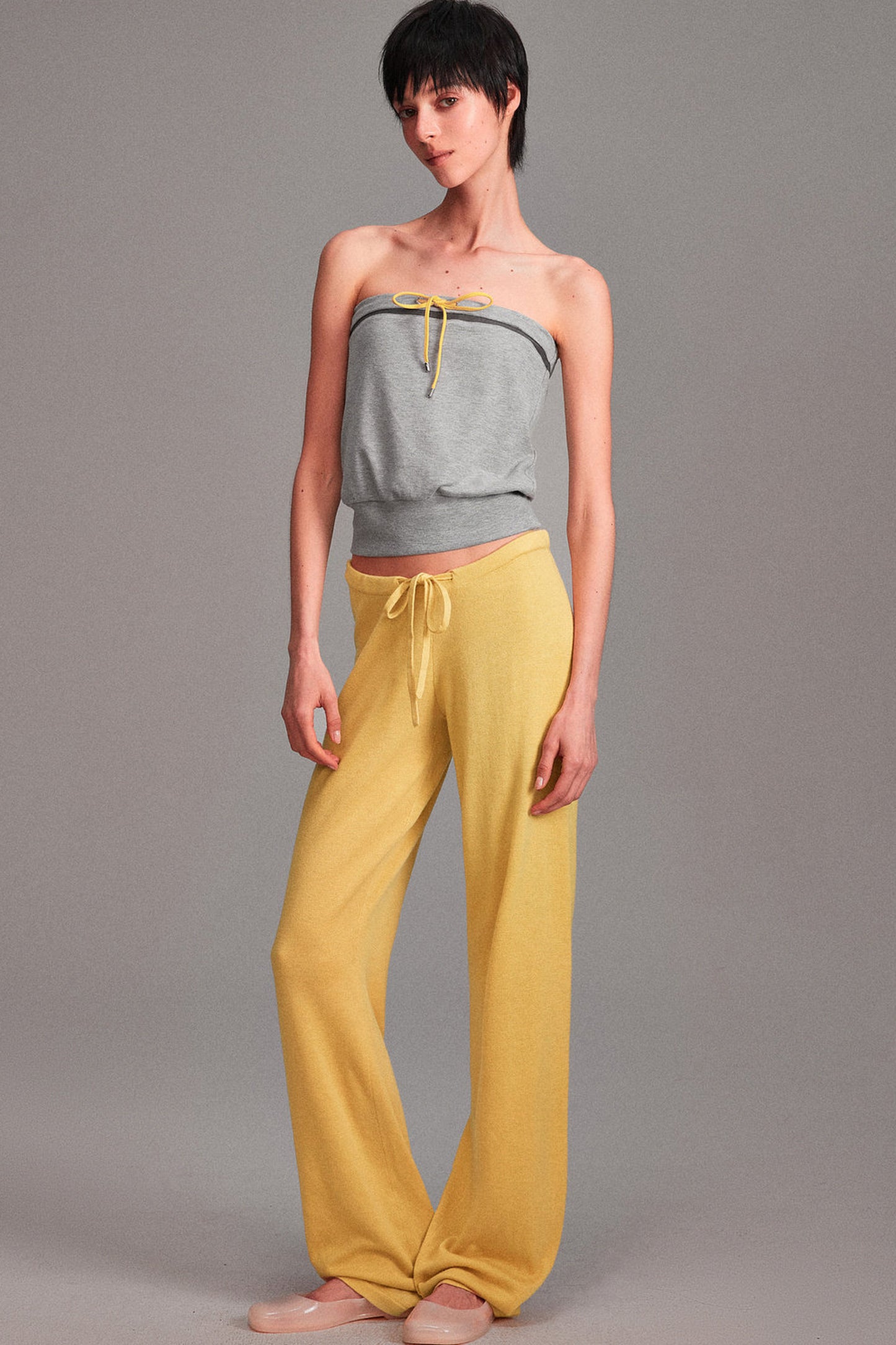 Wool Low-Waisted Drawstring Knit Pants