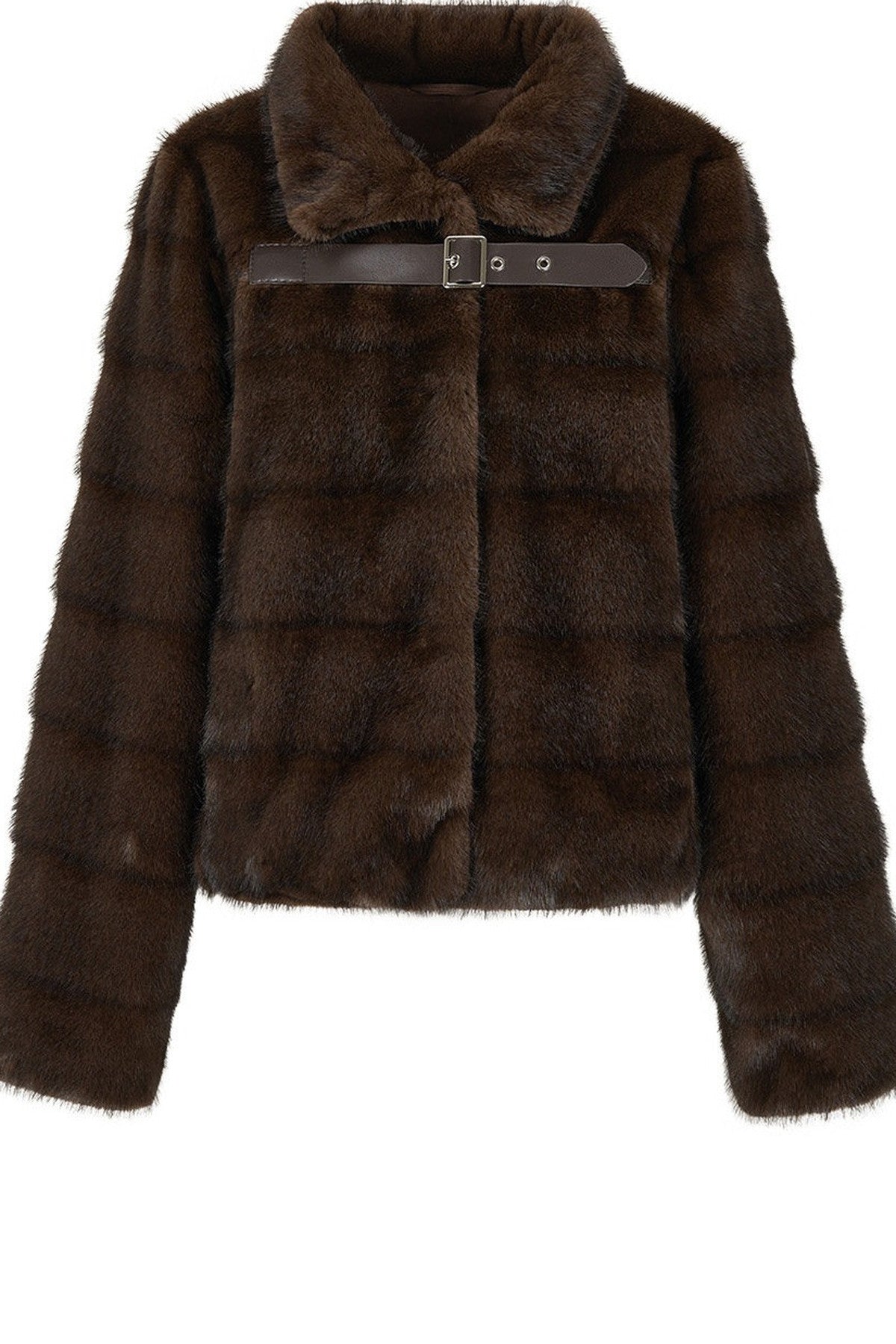 Stand Collar Faux Mink Fur Jacket