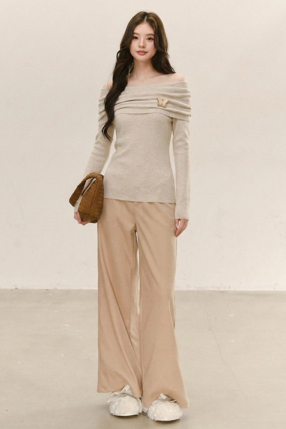 Off-Shoulder Knit Top and Pants Set-Up