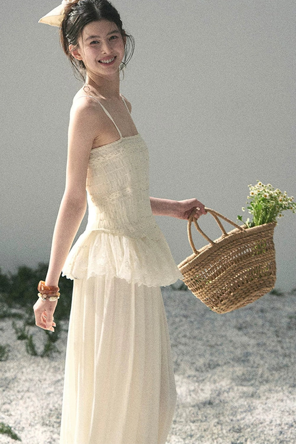 French Lace Summer Top and Pants Set