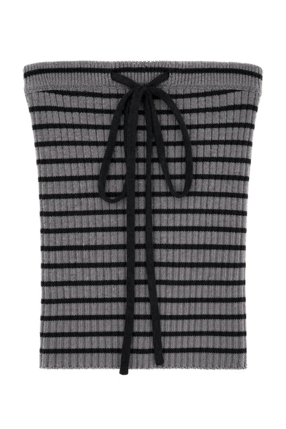 Knitted Cardigan and Tube Top and Lantern Pants Set-Up