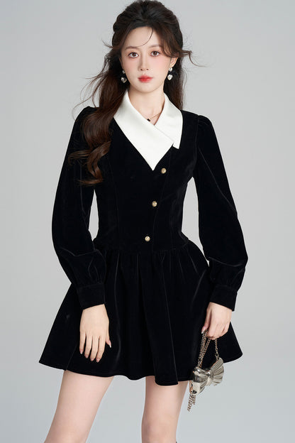 Black Velvet A-Line Dress