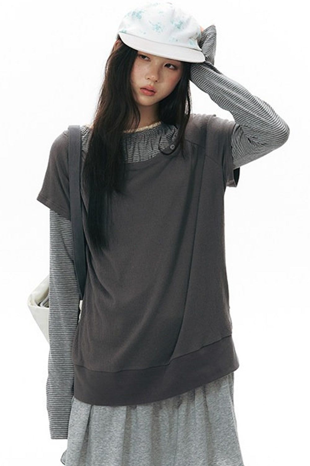 Color-Blocked Raglan Knit Blouse