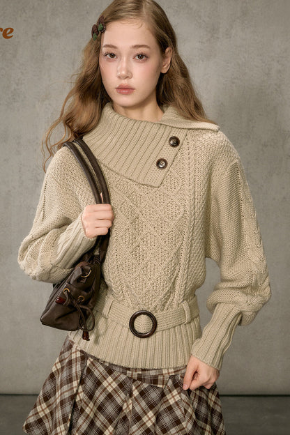 Diamond Pattern Cable Knit Top