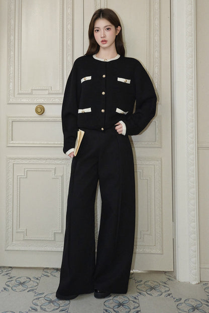 Color-Block Wool Knit Jacket