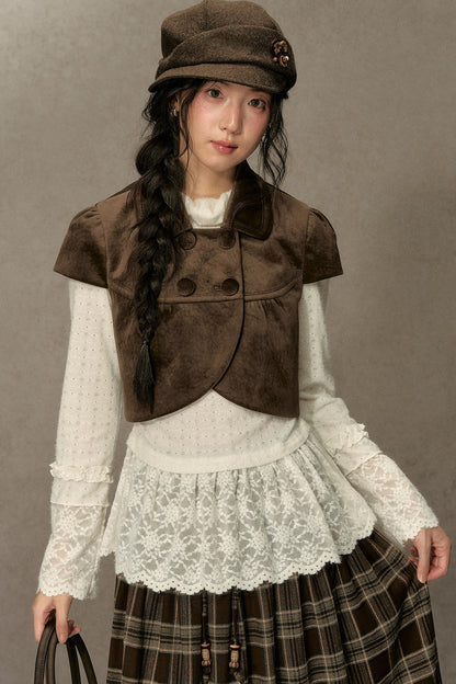 Gilet vintage croisé à revers
