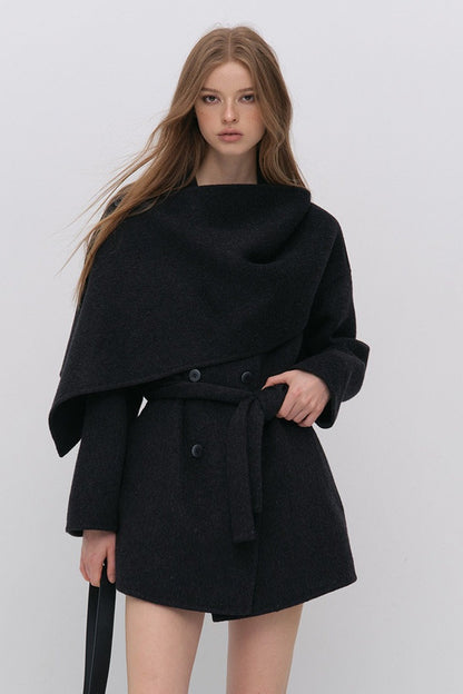 Half Shawl Wool Coat