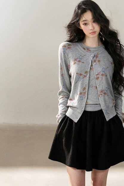 Floral Wool Jacket And Vest Set