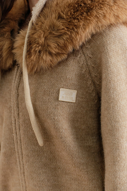 Thick Hooded Zip-Up Knit Cardigan Jacket