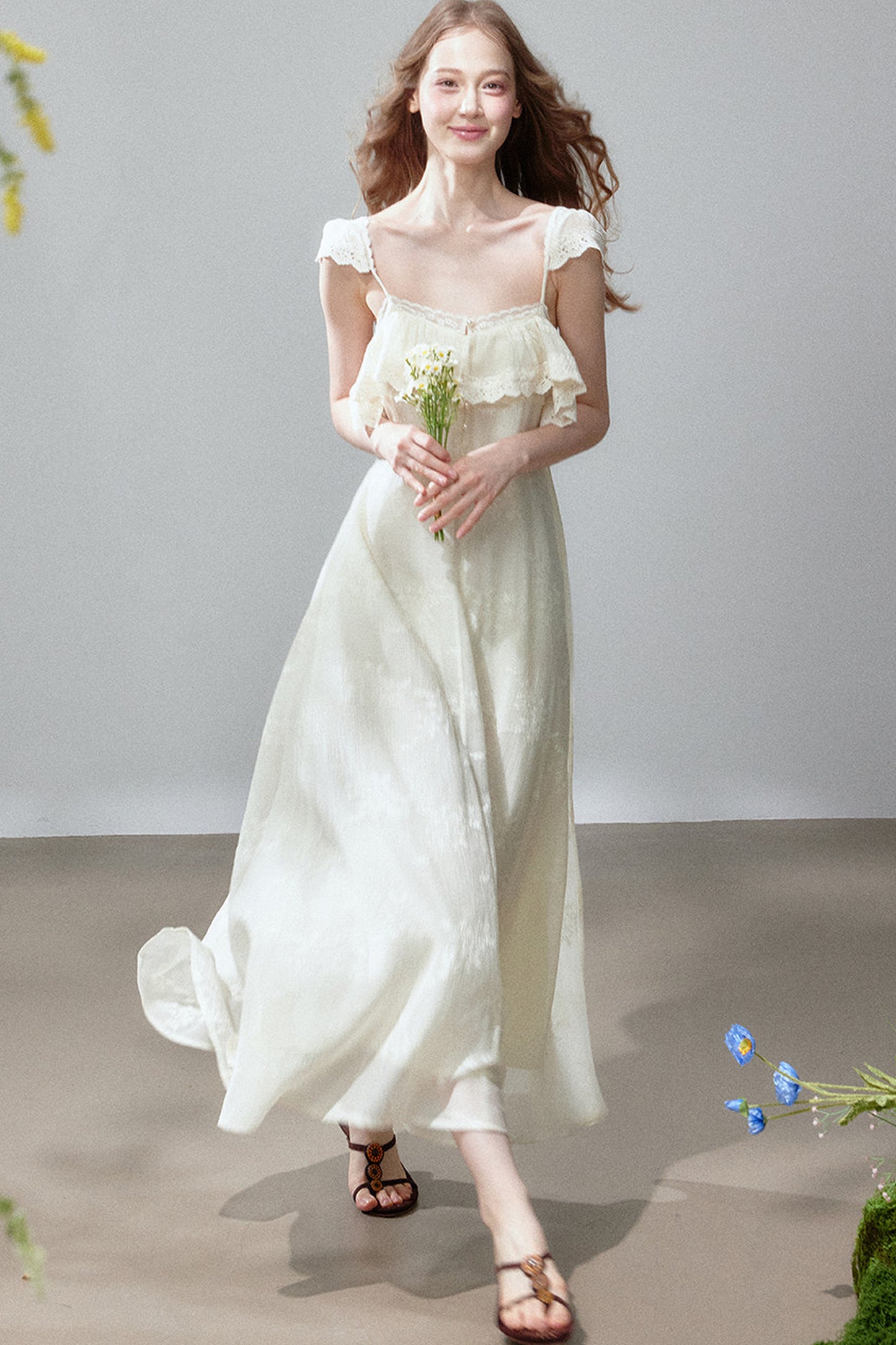 Lace Ruffle Vacation Dress