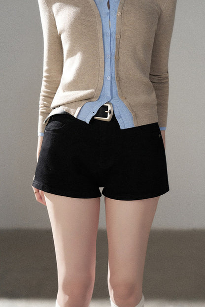 Short Color-Blocked Knit Cardigan