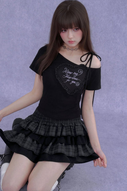 Plaid Waist-Cinching Cake Skirt