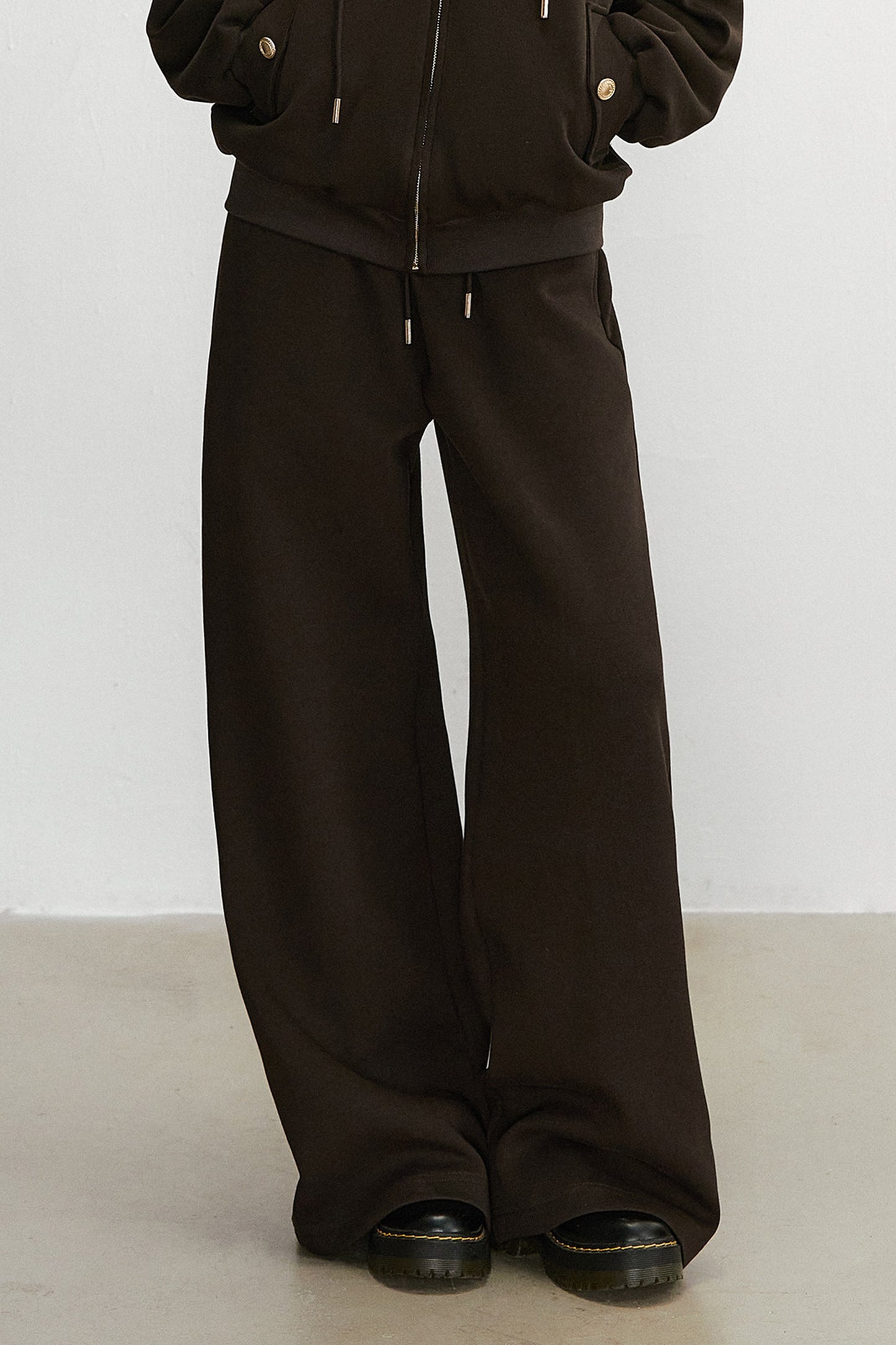 Embroidered Hooded Cardigan Sweatshirt and Wide-Leg Pants Set-Up