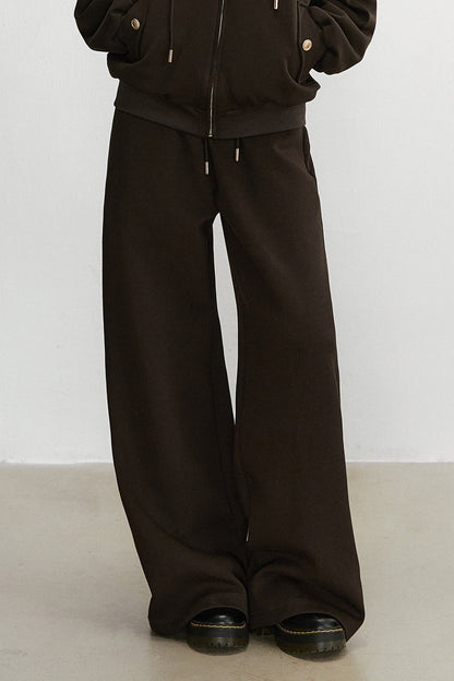 Embroidered Hooded Cardigan Sweatshirt and Wide-Leg Pants Set-Up