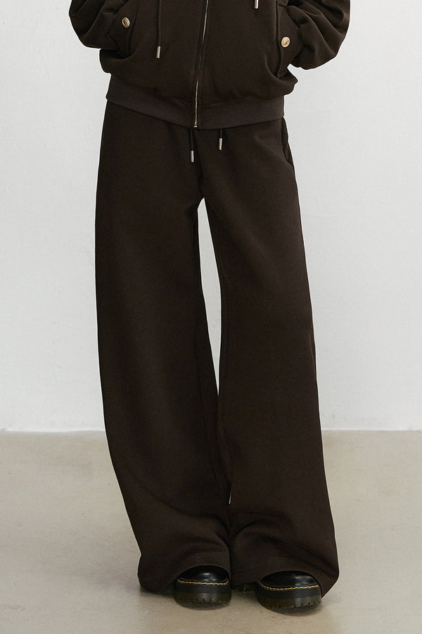 Embroidered Hooded Cardigan Sweatshirt and Wide-Leg Pants Set-Up