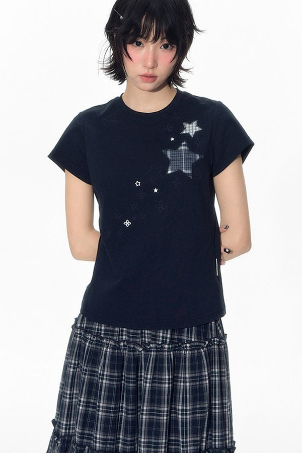 Star Patch Embroidered Short-Sleeve T-Shirt