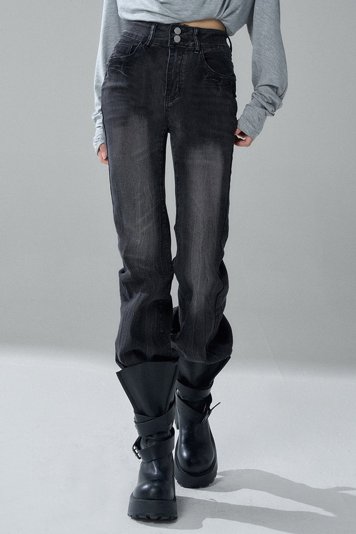 Black Micro-Flared Jeans