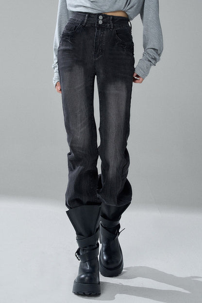 Black Micro-Flared Jeans