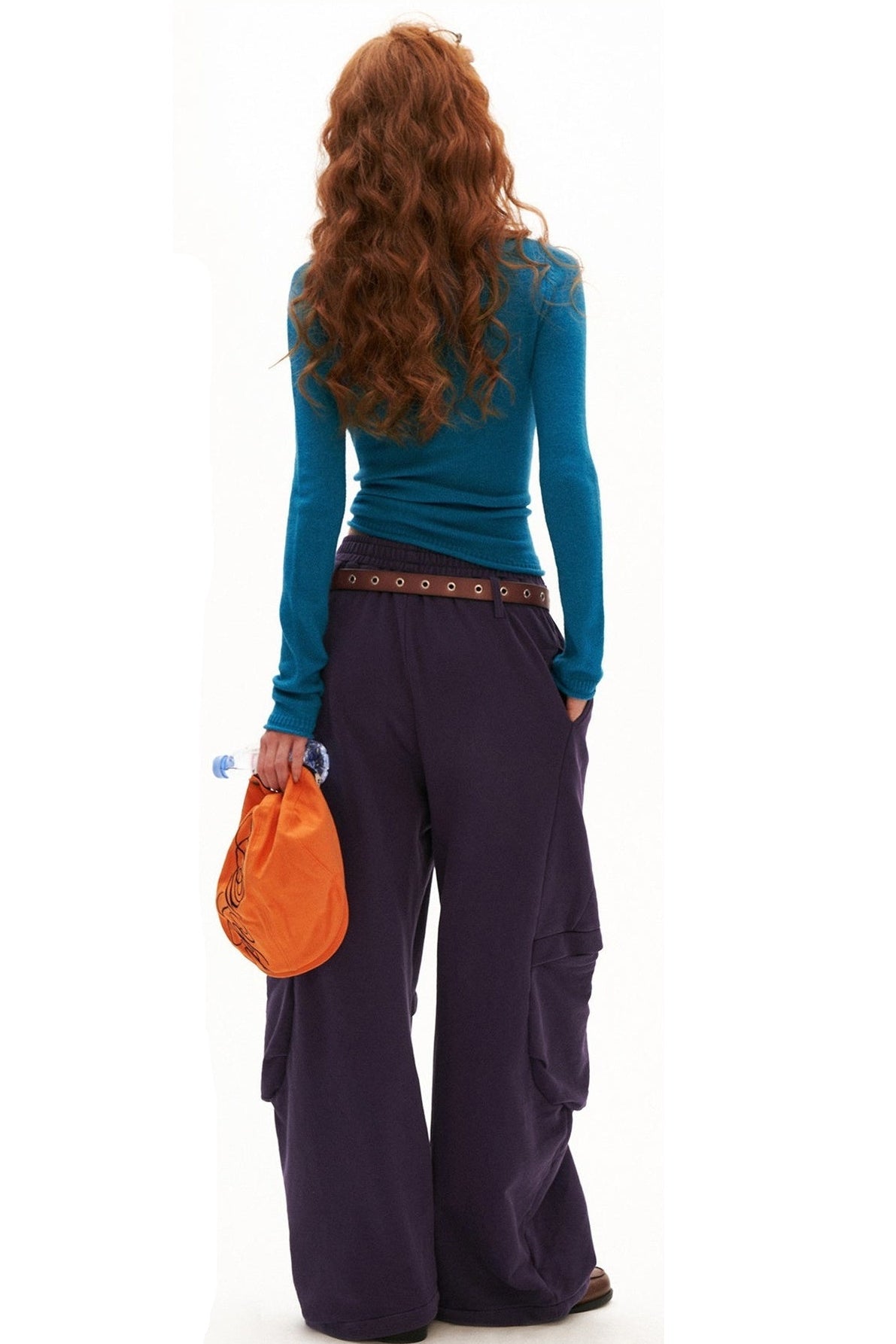 Pantaloni della tuta wide-leg con tasche e taglio tridimensionale