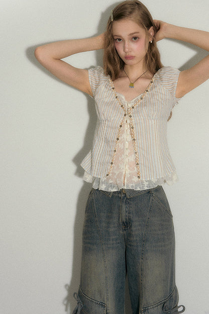 Half-Sugar Striped Blouse