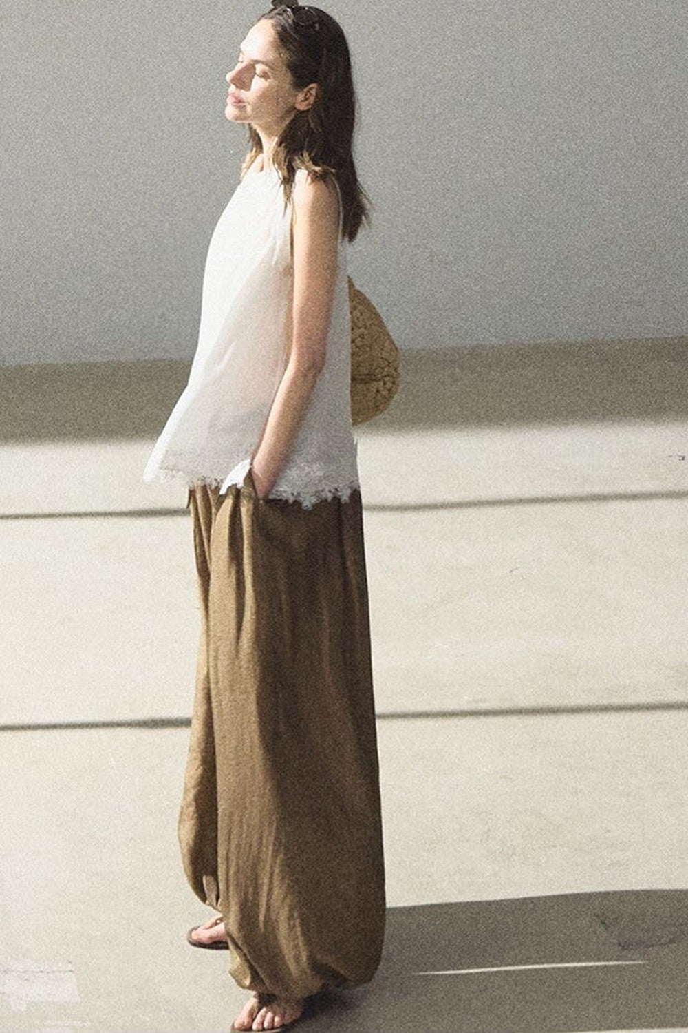 Lyocell-Camisole mit Spitze im Morgenstil