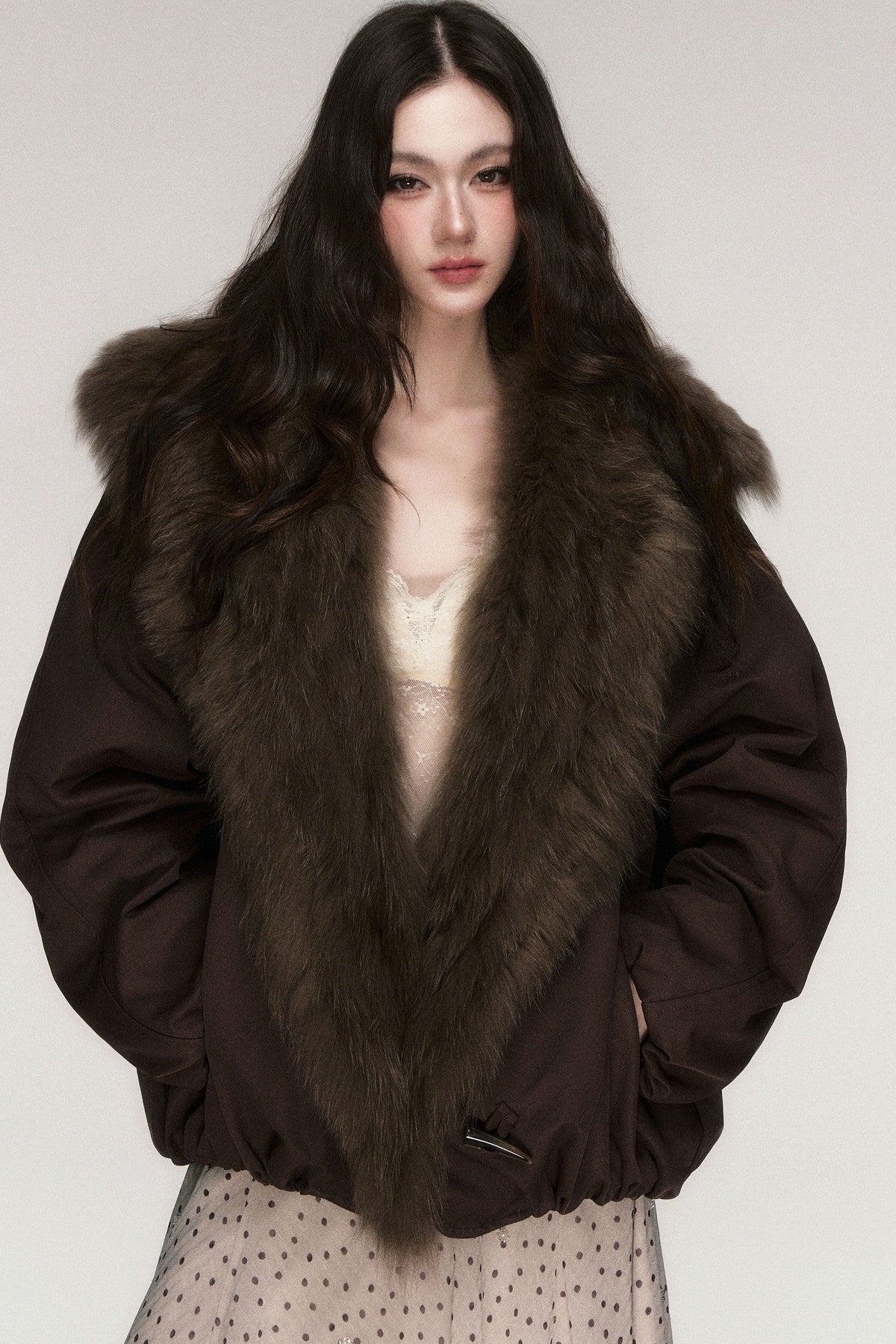 Fox Fur Collar Goose Down Jacket