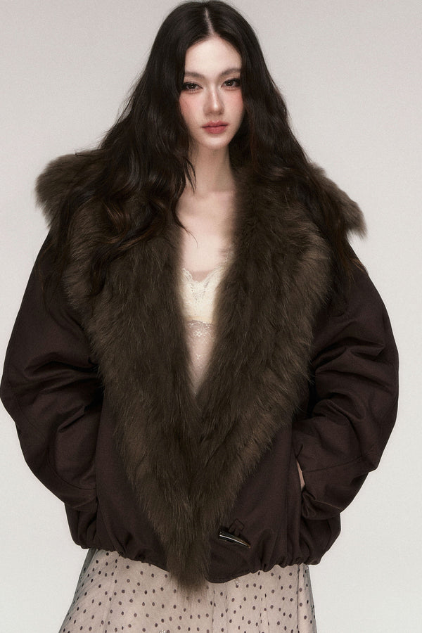 Fox Fur Collar Goose Down Jacket