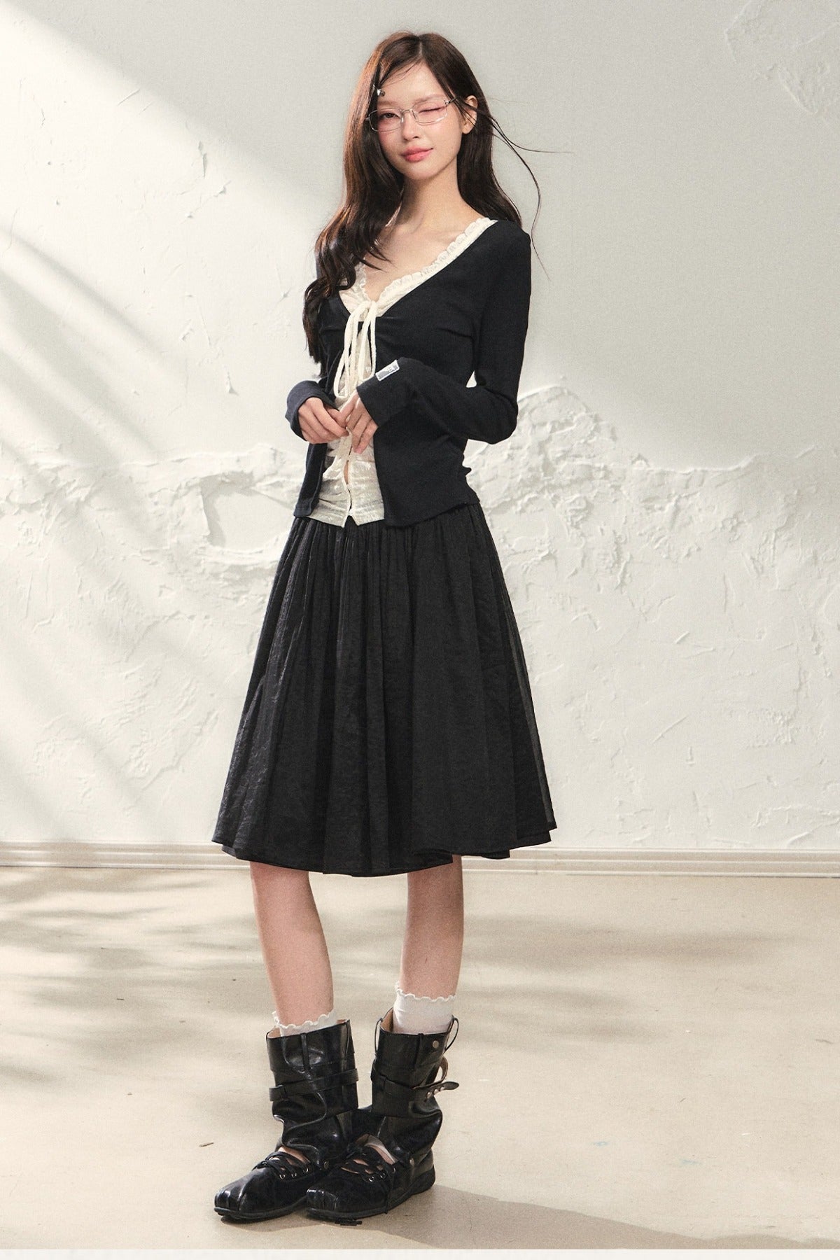 Knit Cardigan and Long Skirt Set-Up