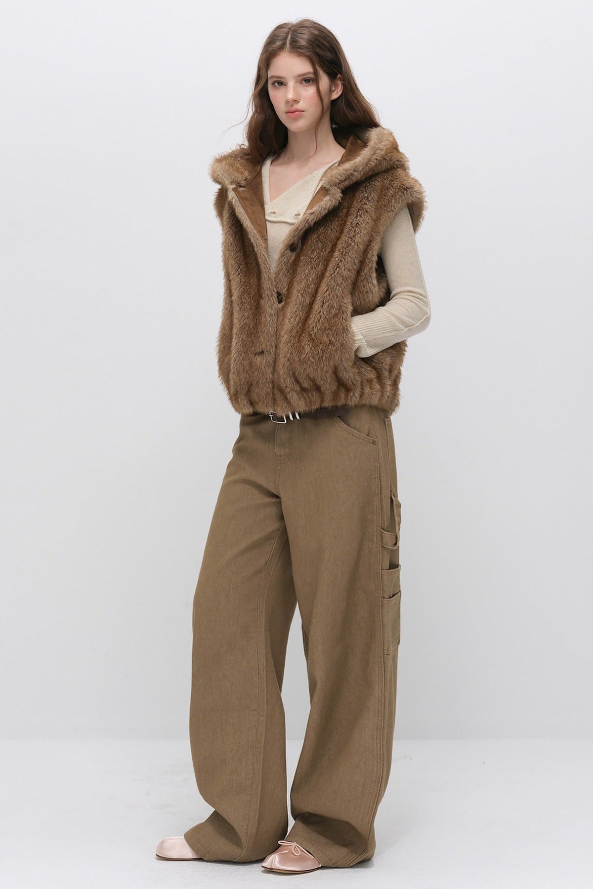 Hooded Faux Fox Fur Vest