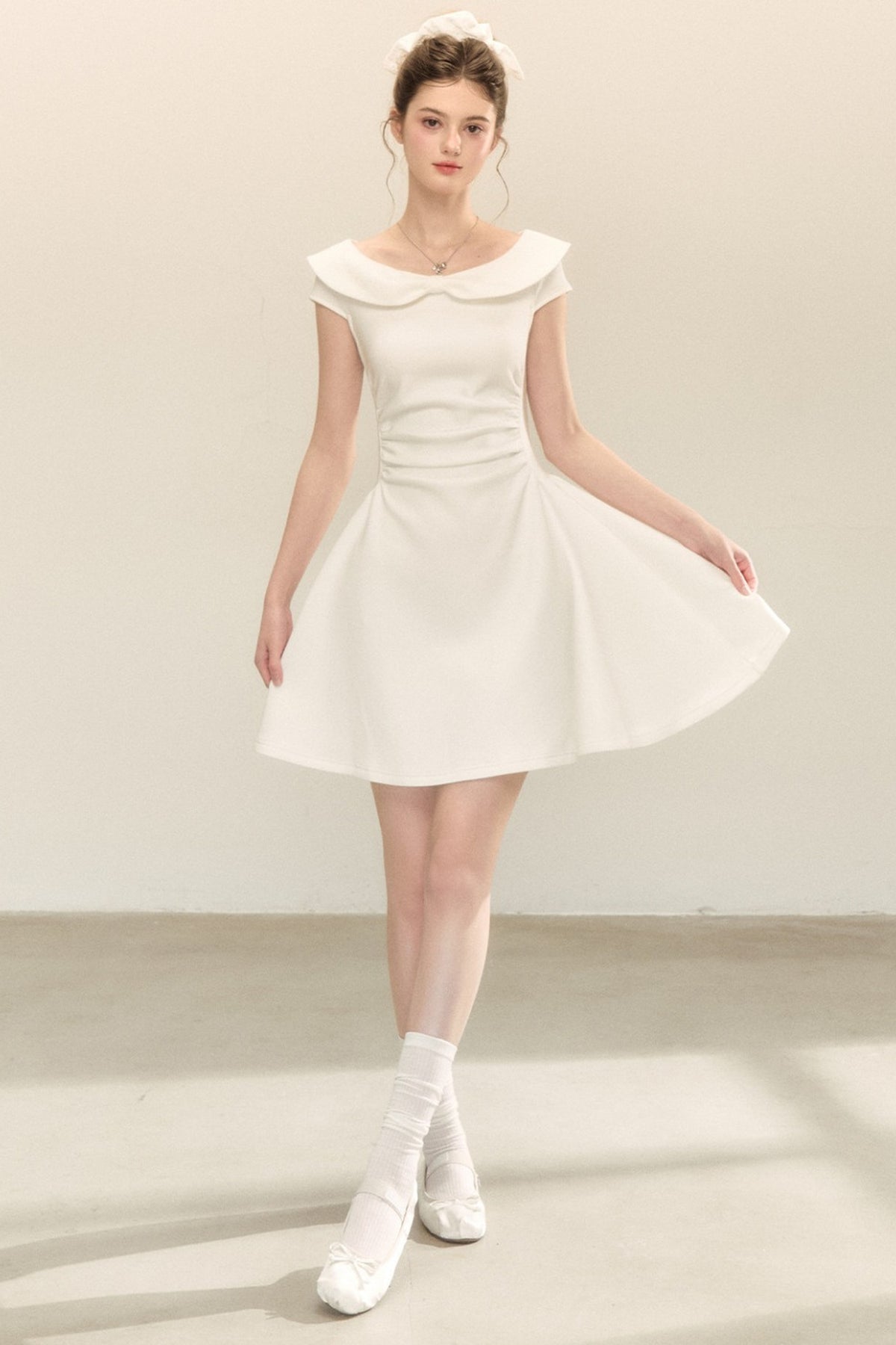 Air Layer Doll Collar Pleated Puffy Dress