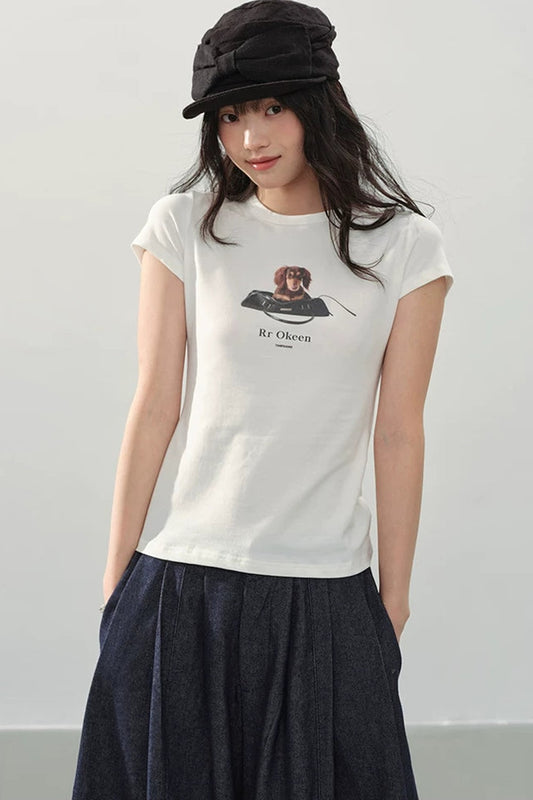 Dog Print Slim Top