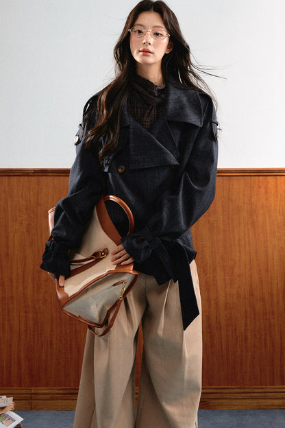 Retro Denim Trench Coat