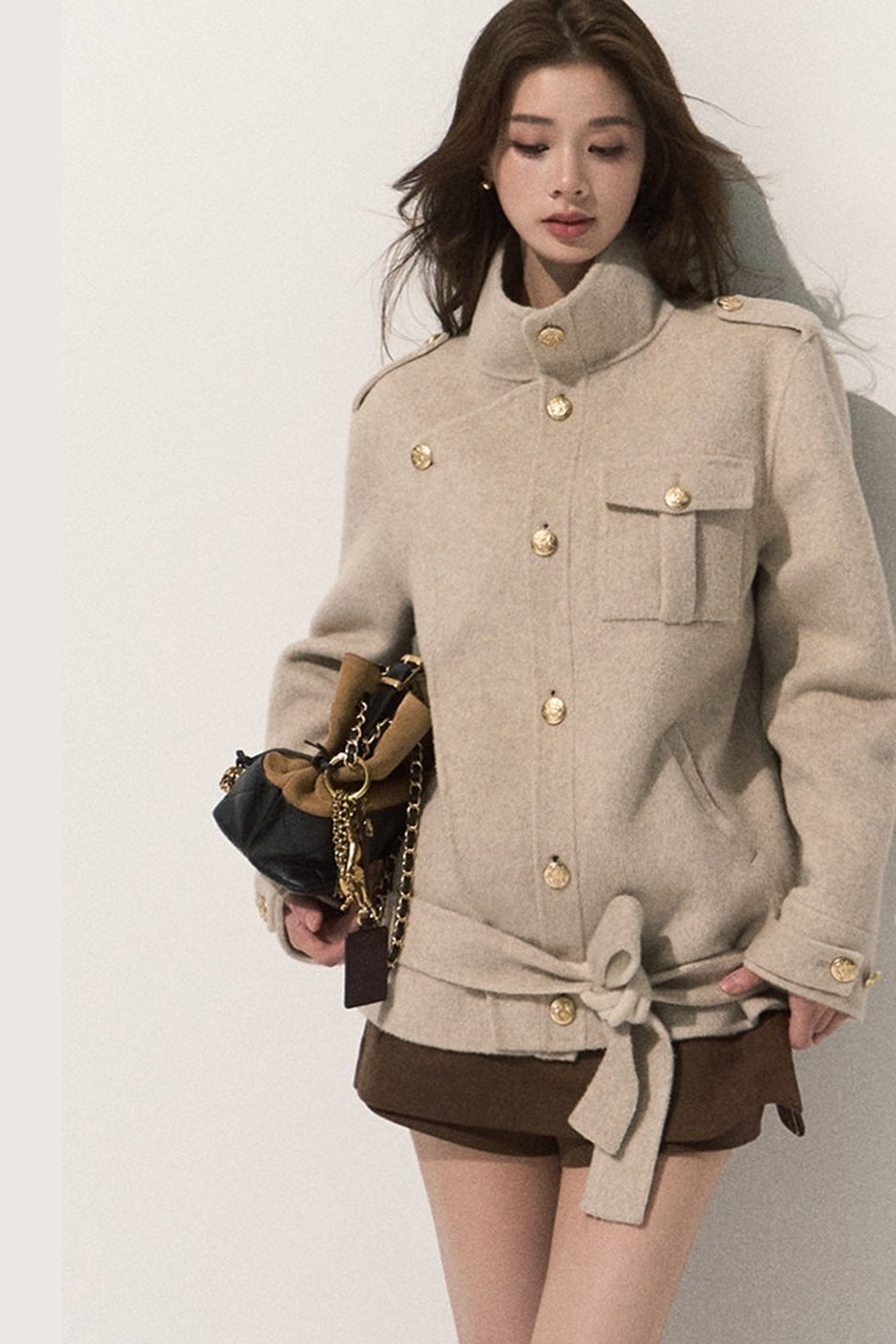 Veste coupe-vent courte en laine double face