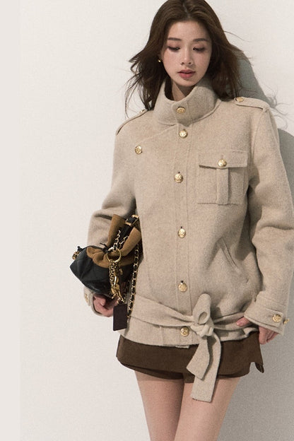 Veste coupe-vent courte en laine double face