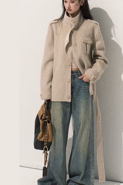 Veste coupe-vent courte en laine double face