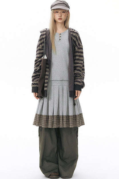 Foldable Hem Wide Leg Pants