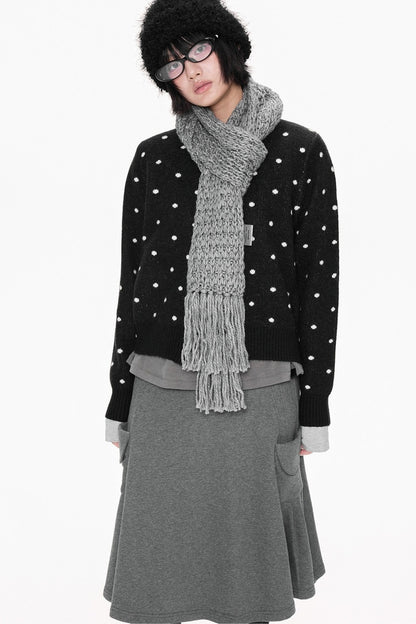 Polka Dot Short Knit Cardigan