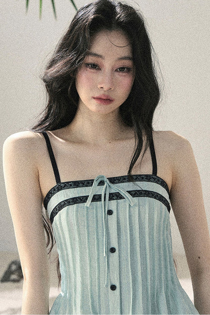 One-Shoulder Ruched Lace Camisole