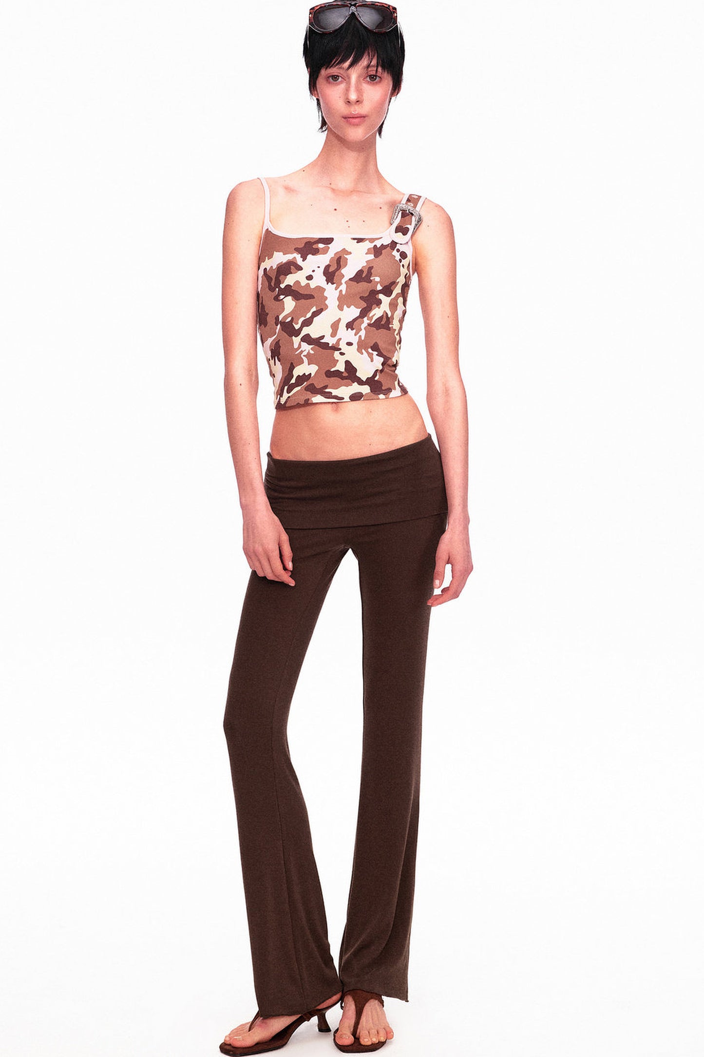 Wool Slightly Flared Cuffed Pants